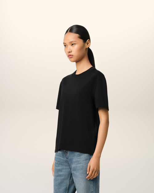 Black Cotton Ami de Coeur T-Shirt - 12 - Ami Paris