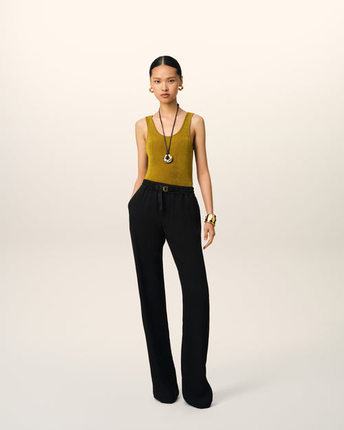 							Black Flare Fit Elasticated Trousers - 3						 - Ami Paris