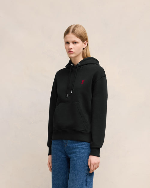 Hoodie Noir Ami de Coeur En Coton - 12 - Ami Paris