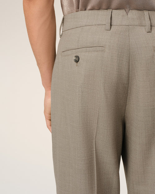 Beige Wool Straight Fit Trousers - 5 - Ami Paris