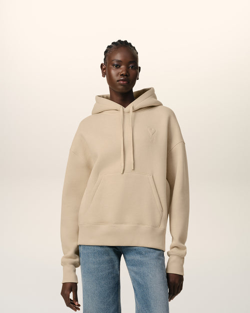 									Beige Cotton Ami de Coeur Hoodie - 3								 - Ami Paris