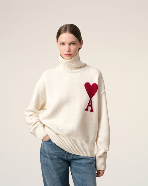 White Wool Ami de Coeur Sweater - 9 - Ami Paris