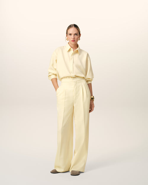 									Yellow Wool High Waist Large Trousers - 3								 - Ami Paris