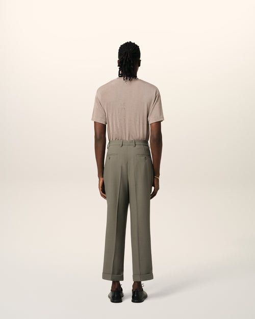 Taupe Wool Carrot Fit Trousers - 4 - Ami Paris