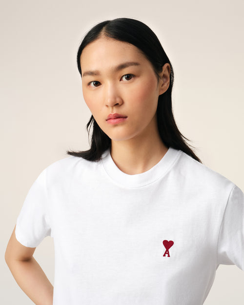 White Cotton Ami de Coeur T-Shirt - 10 - Ami Paris