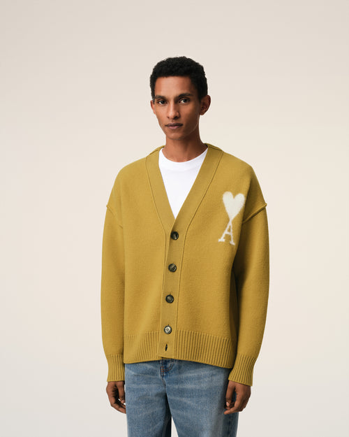 Mustard Wool Ami de Coeur Cardigan - 3 - Ami Paris