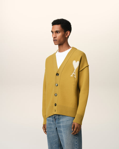 Mustard Wool Ami de Coeur Cardigan - 6 - Ami Paris