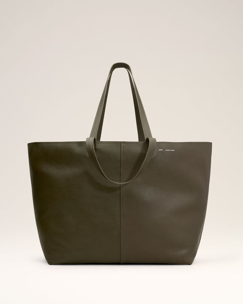 								Green Leather Midi Maxi Tote Bag - 3							 - Ami Paris