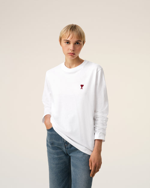 White Cotton Ami de Coeur Long Sleeves T-Shirt - 9 - Ami Paris