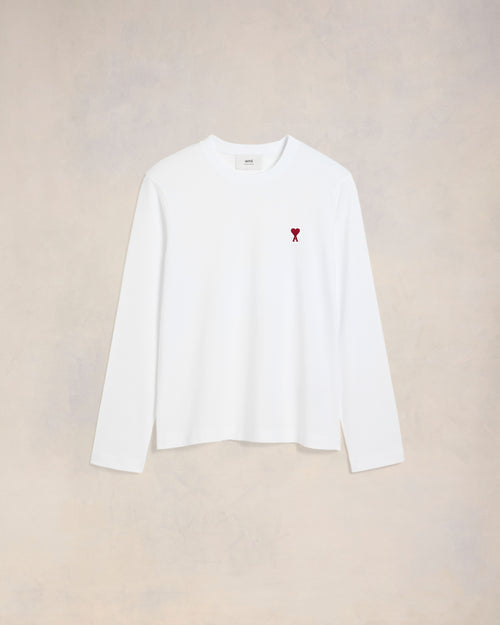 White Cotton Ami de Coeur Long Sleeves T-Shirt - 4 - Ami Paris