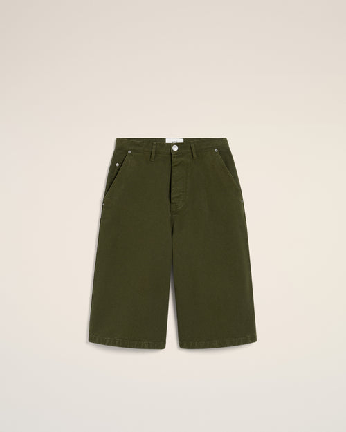 Green Cotton Wide Fit Bermuda Short - 1 - Ami Paris