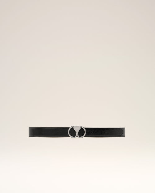 								Black Leather Ami de Coeur Belt - 3							 - Ami Paris