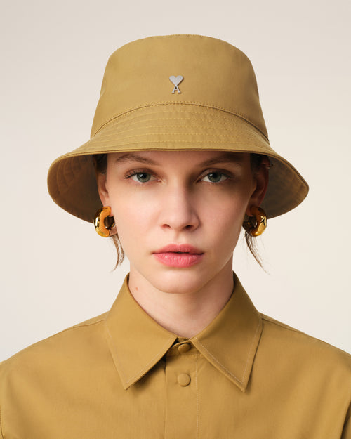 									Mustard Twill Ami de Coeur Stud Bucket Hat - 3								 - Ami Paris