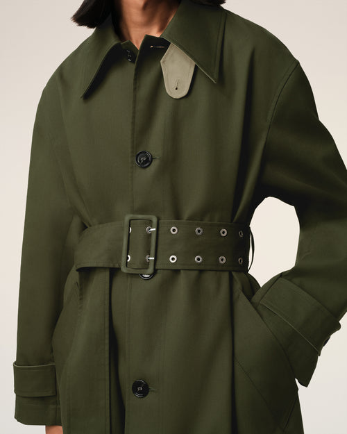 Green Cotton Belted Mac - 4 - Ami Paris