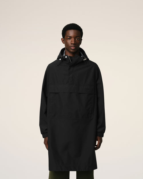 Black Water-repellent Long Hooded Windbreaker - 3 - Ami Paris