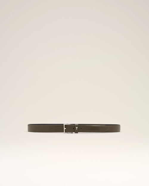 Green Leather Paris Paris Belt - BLACK OLIVE/VIBRATED SILVER - Ami Paris