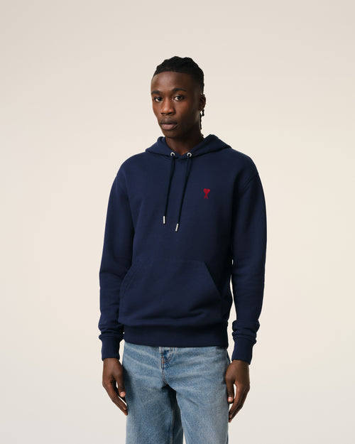 Navy Cotton Ami de Coeur Hoodie - 3 - Ami Paris