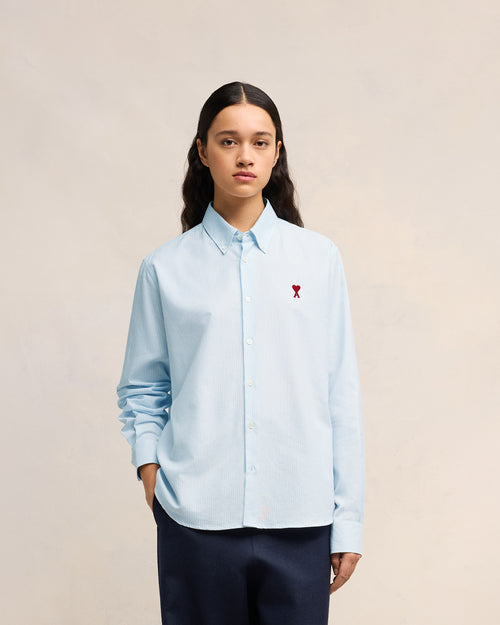 Blue Cotton Button-Down Ami de Coeur Shirt - 7 - Ami Paris