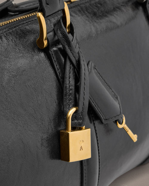 Black Leather Boston Bag - 4 - Ami Paris