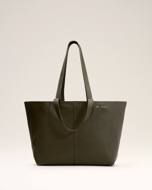 Green Leather Midi Tote Bag - 1 - Ami Paris