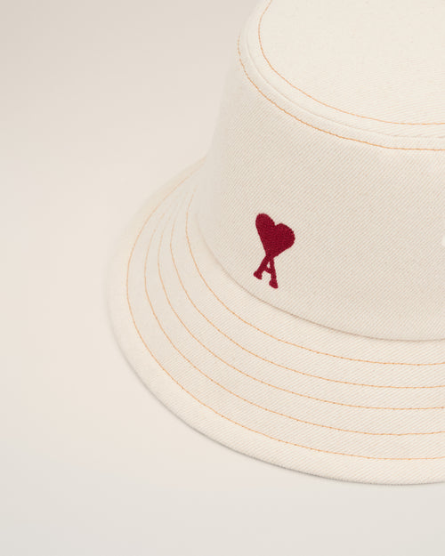 Beige Cotton Ami de Coeur Embroidery Bucket Hat - 9 - Ami Paris