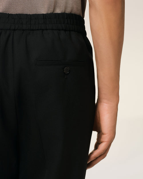 Black Wool Elasticated Waist Trousers - 5 - Ami Paris