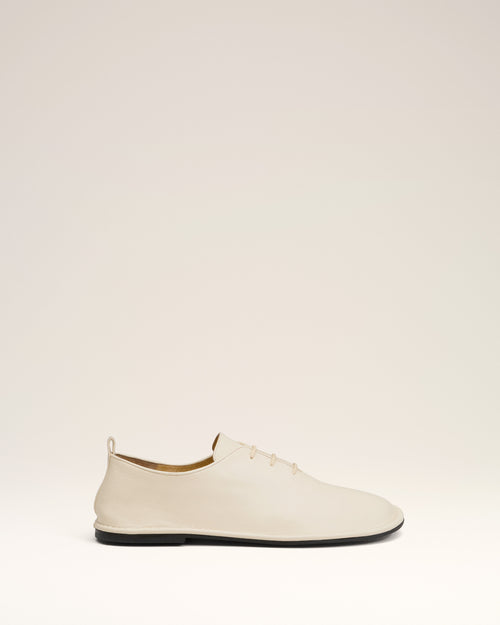 Beige Leather One Cut Shoes - 1 - Ami Paris