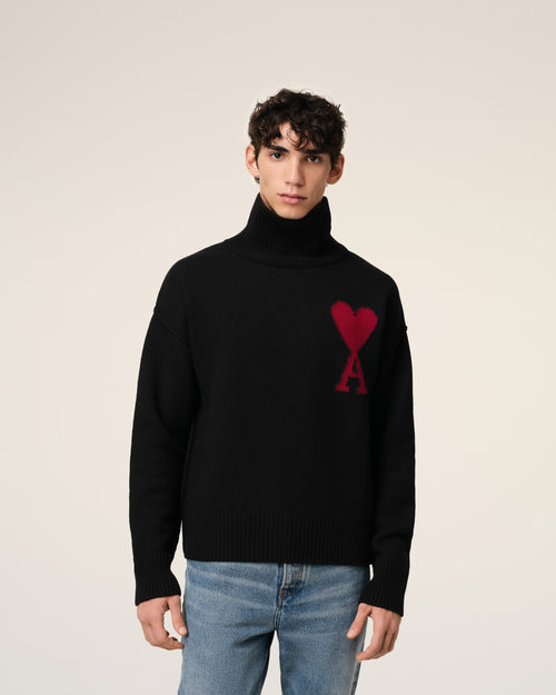 Black Wool Ami de Coeur Sweater - 3 - Ami Paris