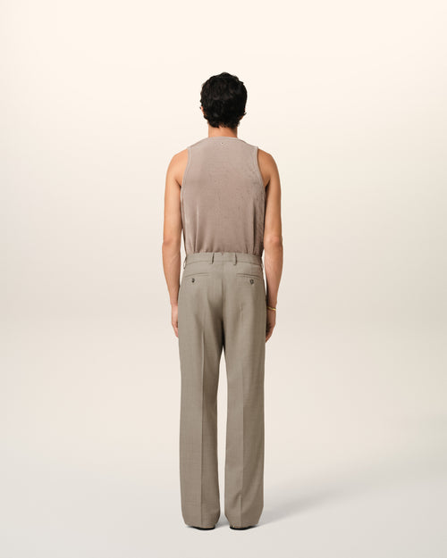 Beige Wool Straight Fit Trousers - 4 - Ami Paris