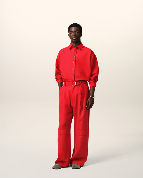 Red Wool Cargo Trousers - 1 - Ami Paris