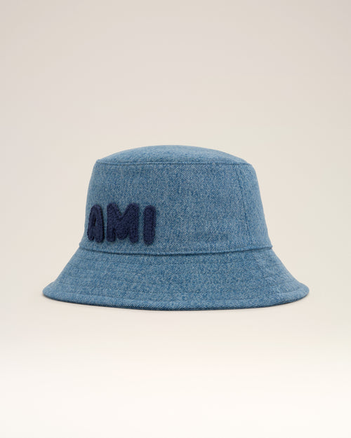 									Blue Cotton Ami Paris Patch Bucket Hat - 3								 - Ami Paris