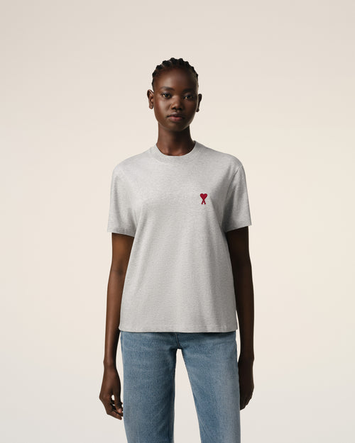 Grey Cotton Ami de Coeur T-Shirt - 9 - Ami Paris