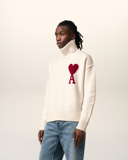 White Wool Ami de Coeur Sweater - 6 - Ami Paris