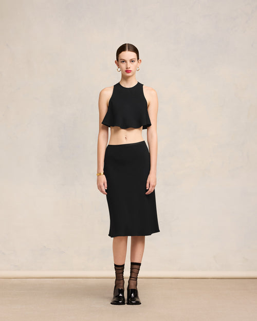 Midi Skirt With Elasticated Waist - 1 - Ami Paris