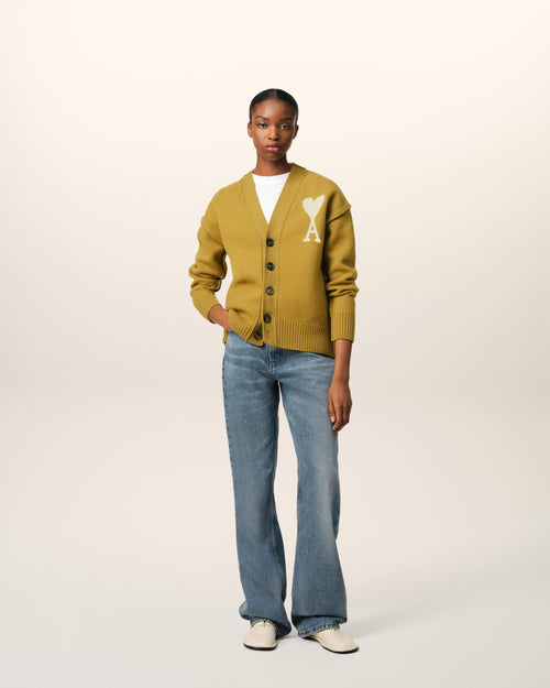 Mustard Wool Ami de Coeur Cardigan - 9 - Ami Paris