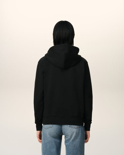 Hoodie Noir Zippé Ami de Coeur En Coton - 11 - Ami Paris