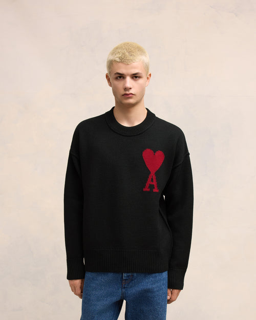 Black Wool Ami de Coeur Sweater - 3 - Ami Paris