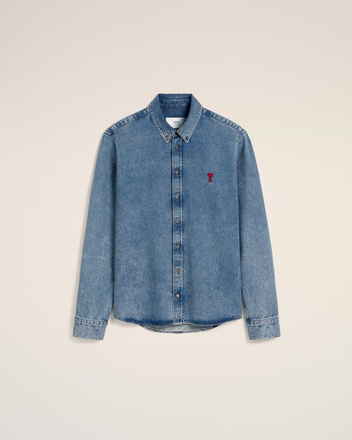 Blue Denim Button-Down Ami de Coeur Shirt - 1 - Ami Paris