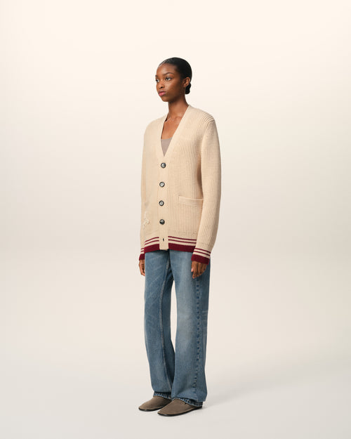 Beige Wool Ribbed Sweater - 12 - Ami Paris