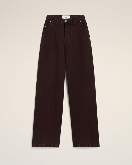 Burgundy Cotton Wide Fit Jeans - 2 - Ami Paris