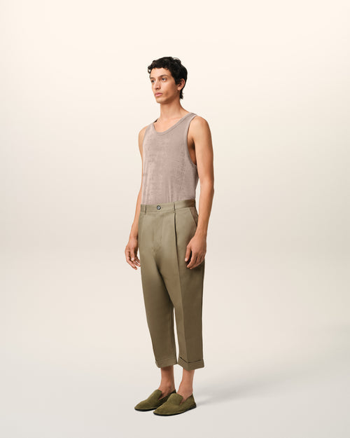 Green Cotton Carrot Oversized Trousers - 6 - Ami Paris