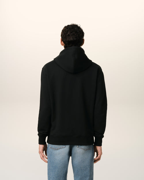 Hoodie Noir Zippé Ami de Coeur En Coton - 5 - Ami Paris