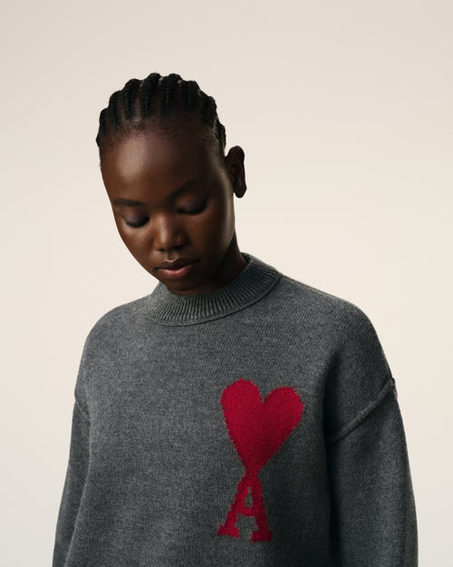 Pull Gris Ami de Coeur En Laine - 10 - Ami Paris