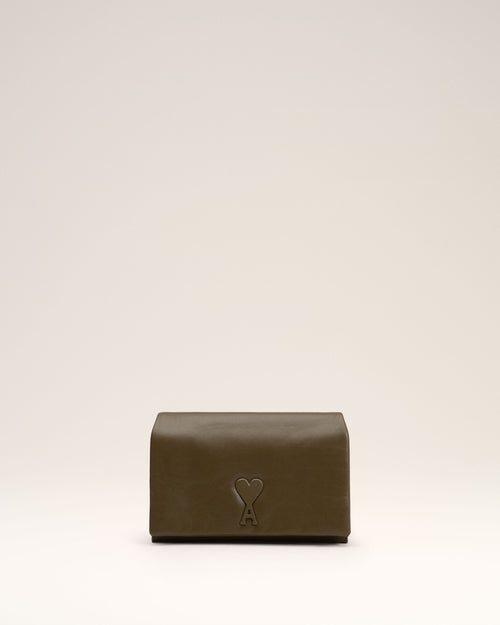 Khaki Leather Voulez-Vous Wallet Strap - 2 - Ami Paris