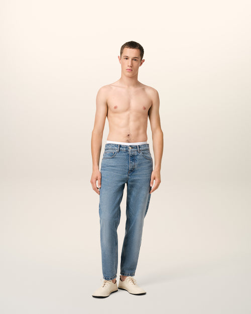 Blue Cotton Tapered Fit Jeans - 1 - Ami Paris