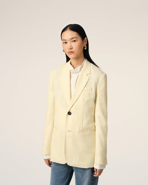 Veste Jaune Semi-Doublée En Laine - 3 - Ami Paris