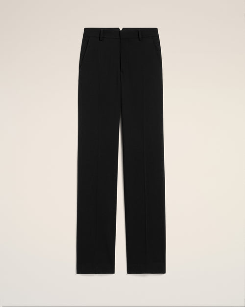 								Black Wool Contrasted Straight Trousers - 3							 - Ami Paris