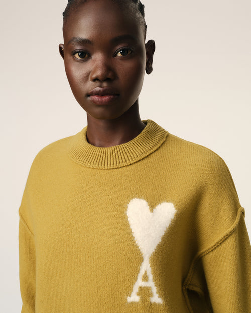 Mustard Wool Ami de Coeur Sweater - 10 - Ami Paris