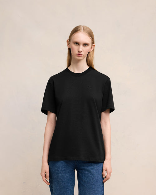 Black Cotton Ami de Coeur T-Shirt - 9 - Ami Paris