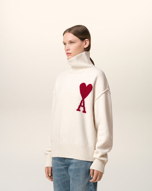 White Wool Ami de Coeur Sweater - 12 - Ami Paris